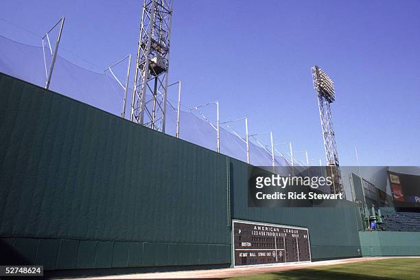 General view of the Green Monster taken in 1992 at Fenway Park in Boston, Massachusetts.