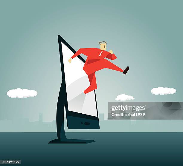 Flash Cartoon Computer Running Cartoon Computer Monitor Photos and Premium High Res Pictures - Getty ...