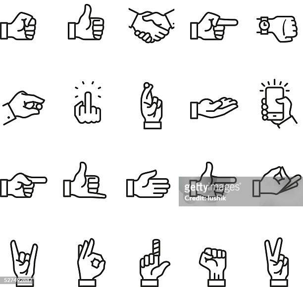 ilustraciones, imágenes clip art, dibujos animados e iconos de stock de icono de mano firme - gesticulando con la mano