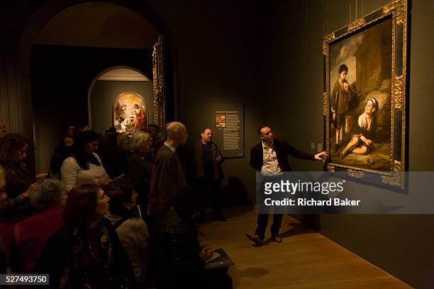 Dr. Xavier Bray, chief curator of the Dulwich Picture Gallery conducts a guided tour during the Gallery's exhibition Murillo & Justino de Neve: The...