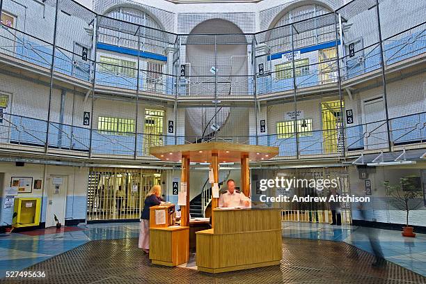 The central 'star' and control desk. HMP Wandsworth, London, United Kingdom