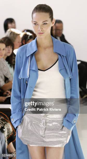 Model walks the runway at Josh Goot collection presentation during the Mercedes Australian Fashion Week May 3, 2005 in Sydney, Australia.