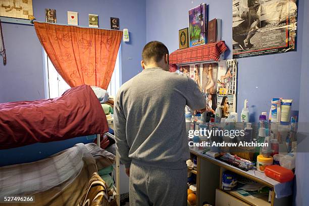 An 'Enhanced' prisoner in his room on H wing at the Young Offenders Institution in Aylesbury, United Kingdom. Under the Incentives and Earned...