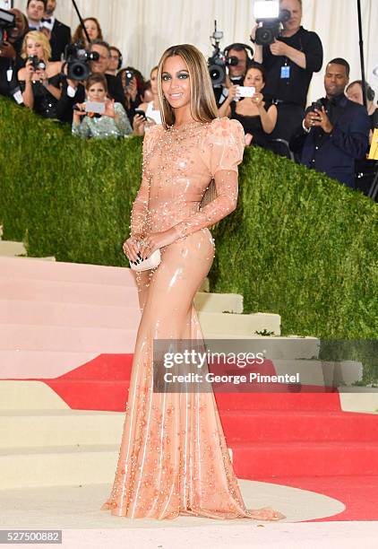 Beyonce Knowles attends the 'Manus x Machina: Fashion in an Age of Technology' Costume Institute Gala at the Metropolitan Museum of Art on May 2,...