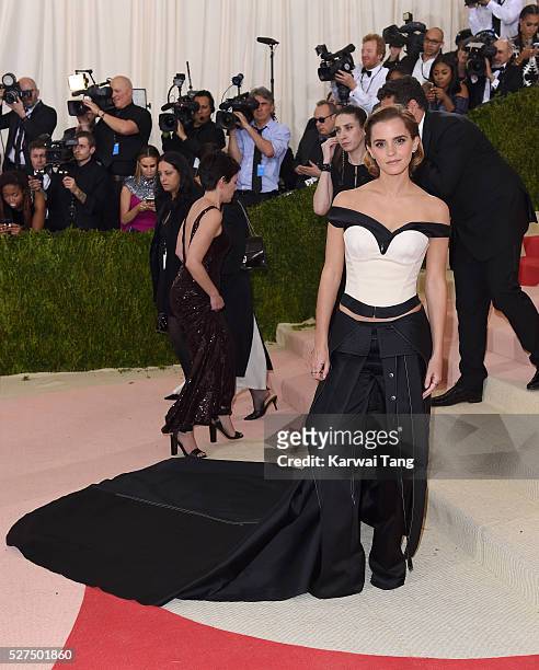 Emma Watson arrives for the "Manus x Machina: Fashion In An Age Of Technology" Costume Institute Gala at Metropolitan Museum of Art on May 2, 2016 in...