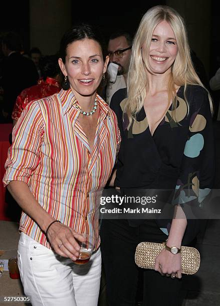 Actress Courteney Cox Arquette and Claudia Schiffer attends the pre-reception for the "Premiere of Sony Classics Layer Cake" at the Egyptian Theatre...