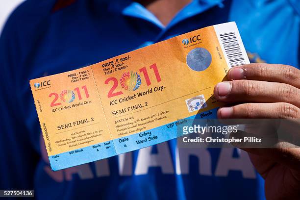 Much sort after 2011 ICC Cricket world Cup ticket to witness the much anticipated Pakistan vs India semi final match in Mohali, India.