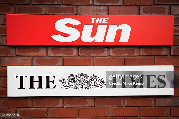 Outside the offices of The Sun newspaper on Pennington Street, London, England, UK. This is home to News International who have been embroiled at the...