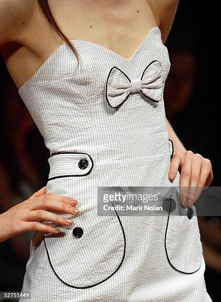 Model walks down the runway during the Alice McCall Collection Show in the Billich Gallery during the Mercedes Australian Fashion Week on May 3, 2005...