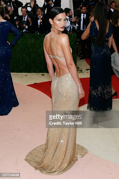 Lily Aldridge attends "Manus x Machina: Fashion in an Age of Technology", the 2016 Costume Institute Gala at the Metropolitan Museum of Art on May...