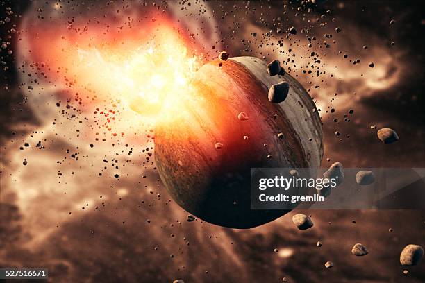 planet collision, explosion, comet, disaster - planets colliding stock pictures, royalty-free photos & images