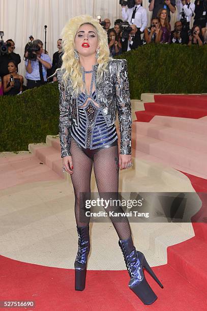 Lady Gaga arrives for the "Manus x Machina: Fashion In An Age Of Technology" Costume Institute Gala at Metropolitan Museum of Art on May 2, 2016 in...