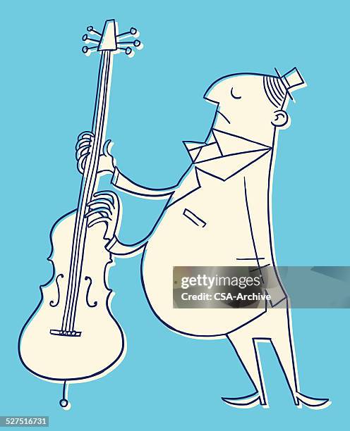 illustrations, cliparts, dessins animés et icônes de homme jouant contrebasse - jazz band