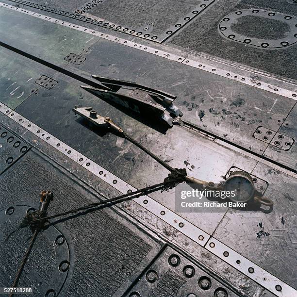 Detail of the catapult that propels F-A/18 fighters from the deck of the US Navy's Harry S Truman aircraft carrier whilst on exercise somewhere in...