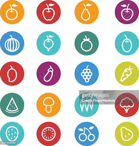 fruits icon set - black cherry stock illustrations