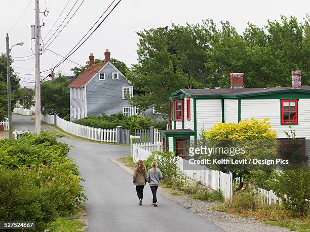 friends walking down the street together - newfoundland and labrador stock pictures, royalty-free photos & images