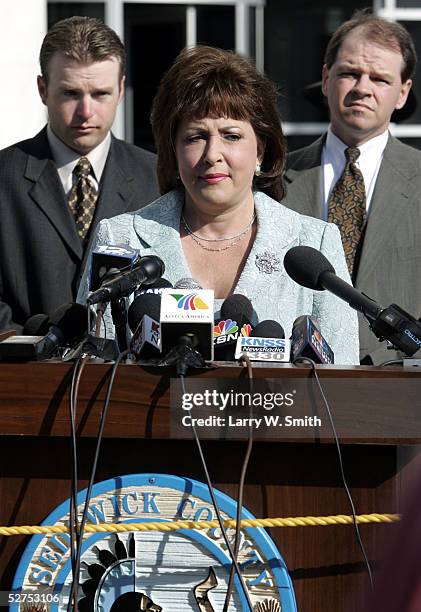 District Attorney Nola Foulston speaks to the media outside the Sedgwick County Courthouse on the day of Dennis L. Raders second appearance in court...