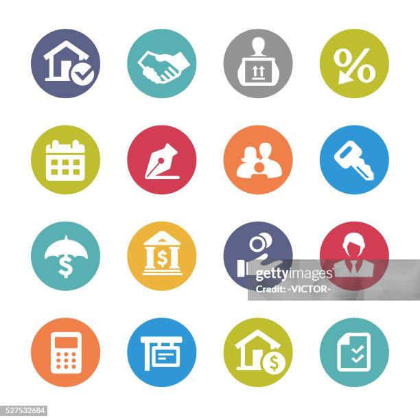 home mortgage icons - circle series - money borrow stock illustrations