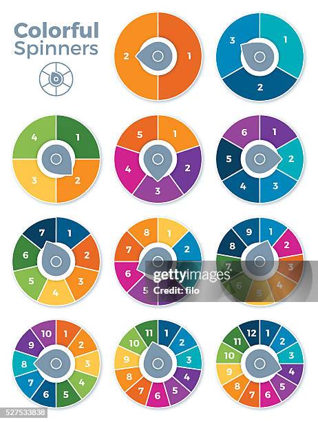 bildbanksillustrationer, clip art samt tecknat material och ikoner med numbered spinner templates - tårtdiagram