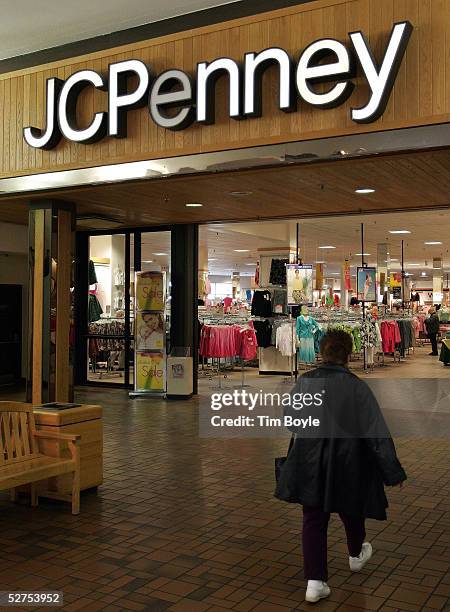Woman walks toward the entrance of a JCPenney store May 3, 2005 in Niles, Illinois. The magazine "At Home with Chris Madden," from Hachette...
