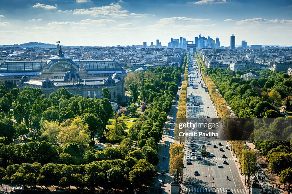Paris cityscape,Avenue de la Grande Armee,France
