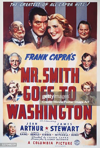 Poster for Frank Capra's 1939 drama 'Mr. Smith Goes to Washington' starring James Stewart and Jean Arthur.