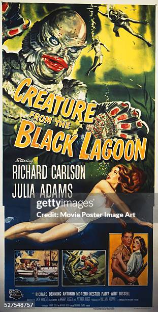 Poster for Jack Arnold's 1954 horror 'Creature from the Black Lagoon' starring Julie Adams.