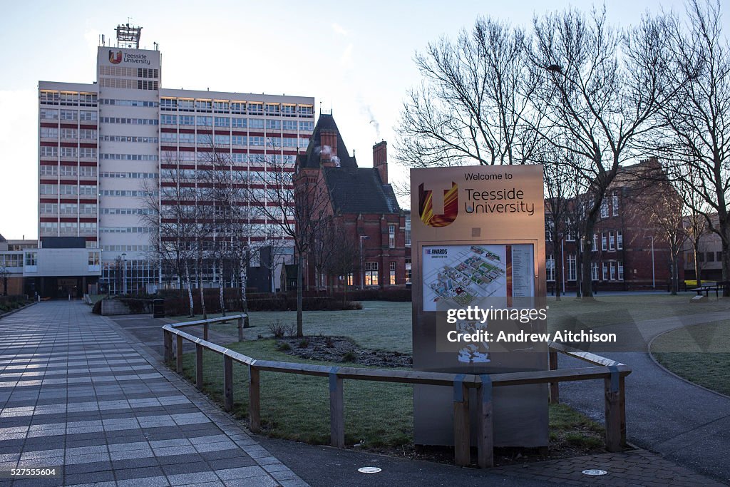 Entrance to Teesside University, Middlesborough, North Yorkshire, United Kingdom. The main university building, the Midd