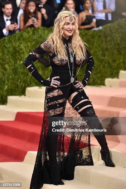 Madonna attends the "Manus x Machina: Fashion In An Age Of Technology" Costume Institute Gala at Metropolitan Museum of Art on May 2, 2016 in New...