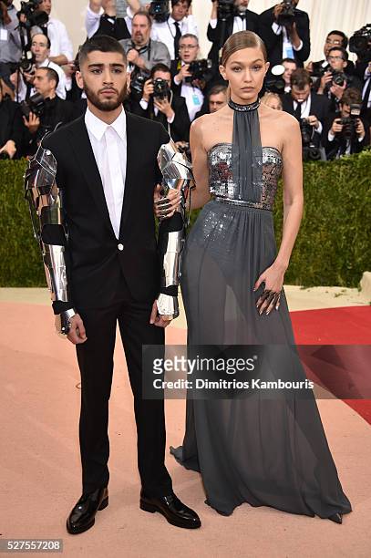 Zayn Malik and Gigi Hadid attend the "Manus x Machina: Fashion In An Age Of Technology" Costume Institute Gala at Metropolitan Museum of Art on May...