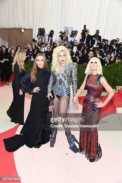 Allegra Versace, Lady Gaga and Donatella Versace attend the 'Manus x Machina: Fashion In An Age Of Technology' Costume Institute Gala at the...
