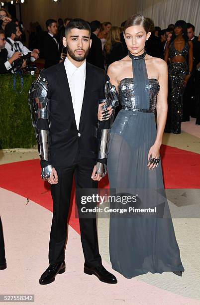 Zayn Malik and Gigi Hadid attend the 'Manus x Machina: Fashion in an Age of Technology' Costume Institute Gala at the Metropolitan Museum of Art on...