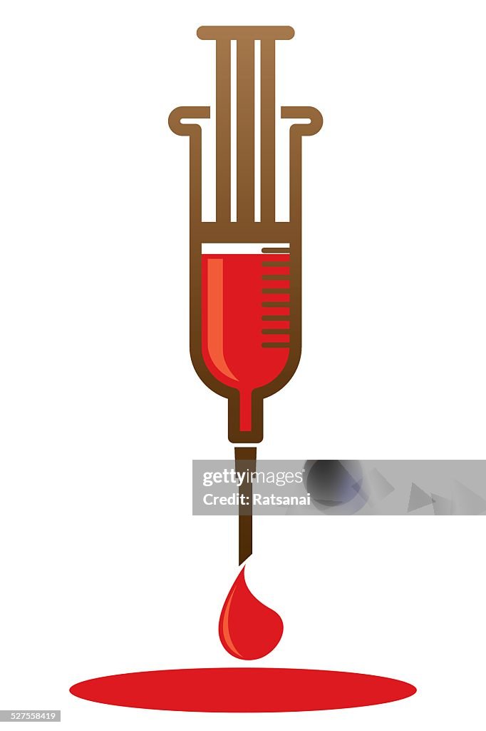 Syringe and blood