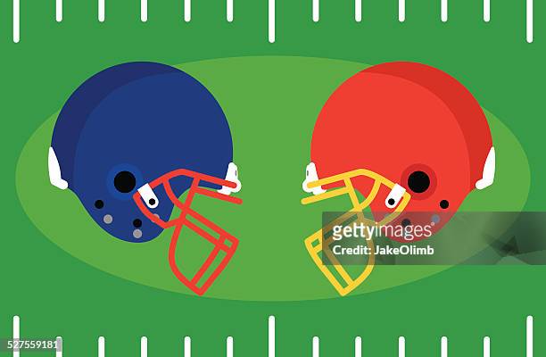 football helmets hit - turf stock illustrations