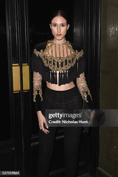 Model Anna Cleveland attends the Balmain and Olivier Rousteing after the Met Gala Celebration on May 02, 2016 in New York, New York.