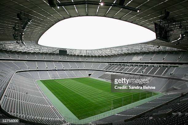 General view of the Allianz Arena on May 3, 2005 in Munich, Germany. The Allianz Arena will be the future home stadium of soccer clubs FC Bayern...