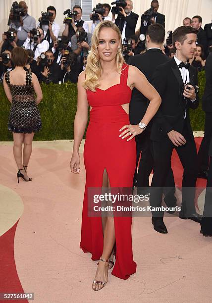 Tennis Player Caroline Wozniacki attends the "Manus x Machina: Fashion In An Age Of Technology" Costume Institute Gala at Metropolitan Museum of Art...