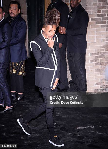 Jaden Smith arrives to the Gilded Lily on May 2, 2016 in New York City.