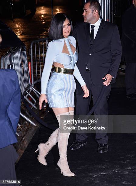 Kylie Jenner arrives to the Gilded Lily on May 2, 2016 in New York City.