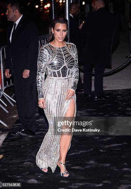 Kim Kardashian arrives to the Gilded Lily on May 2, 2016 in New York City.