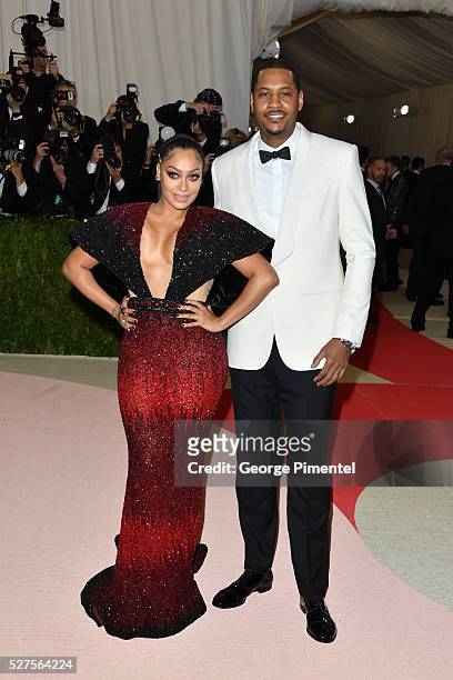 Lala Anthony and Carmelo Anthony attend the 'Manus x Machina: Fashion in an Age of Technology' Costume Institute Gala at the Metropolitan Museum of...
