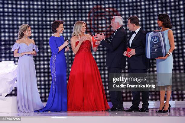 Sylvie Meis, Margit Toennies, Frauke Ludowig, Hans Reiner Schroeder and Guido Maria Kretschmer attend the Rosenball 2016 on April 30 in Berlin,...