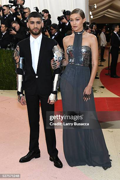 Gigi Hadid and Zayn Malik attend the "Manus x Machina: Fashion In An Age Of Technology" Costume Institute Gala at Metropolitan Museum of Art on May...