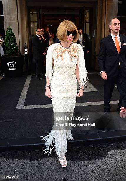 Anna Wintour is seen outside the mark hotel on May 2, 2016 in New York City.