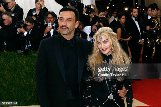 Riccardo Tisci and Madonna attend "Manus x Machina: Fashion in an Age of Technology", the 2016 Costume Institute Gala at the Metropolitan Museum of...