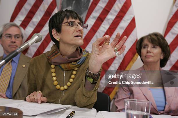 Democrats from the U.S. House of Representatives, including Rep. John Barrow , Rep. Rosa DeLauro , and Minority Leader Nancy Pelosi hold a news...