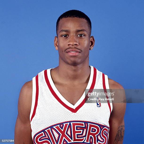 Allen Iverson of the Philadelphia 76ers poses for a portrait during media day on August 25, 1996 in Philadelphia, Pennsylvania. NOTE TO USER: User...