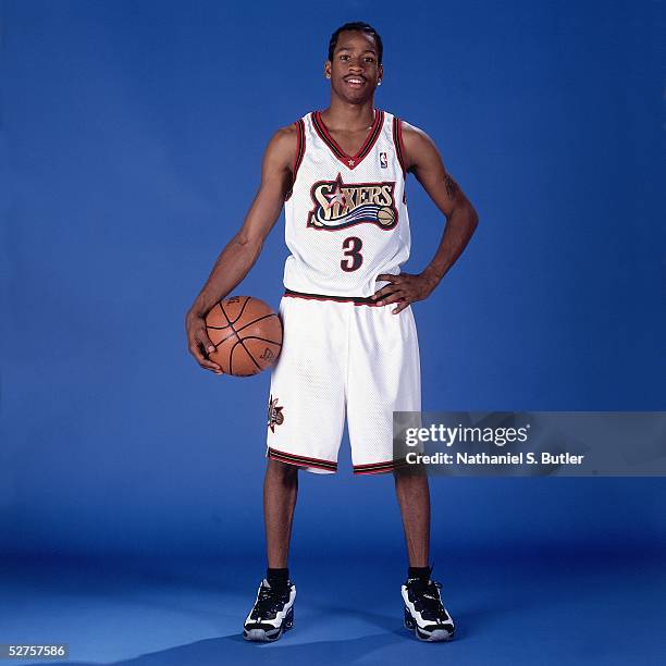 Allen Iverson of the Philadelphia 76ers poses for a portrait during media day on September 30, 1998 in Philadelphia, Pennsylvania. NOTE TO USER: User...