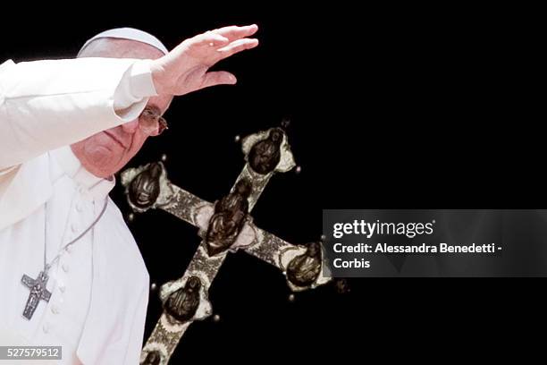 Pope Francis delivers Urbi et Orbi Message to the world from the Central Loggia of St.Peter's BAsilica at the end of the celebration of Easter Mass.