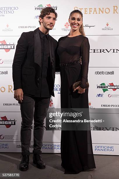 Belen Rodriguez and Stefano Di Martino attend the Celebrity Night Fight charity gala and auction at Palazzo Vecchio in Florence.The charuty event...